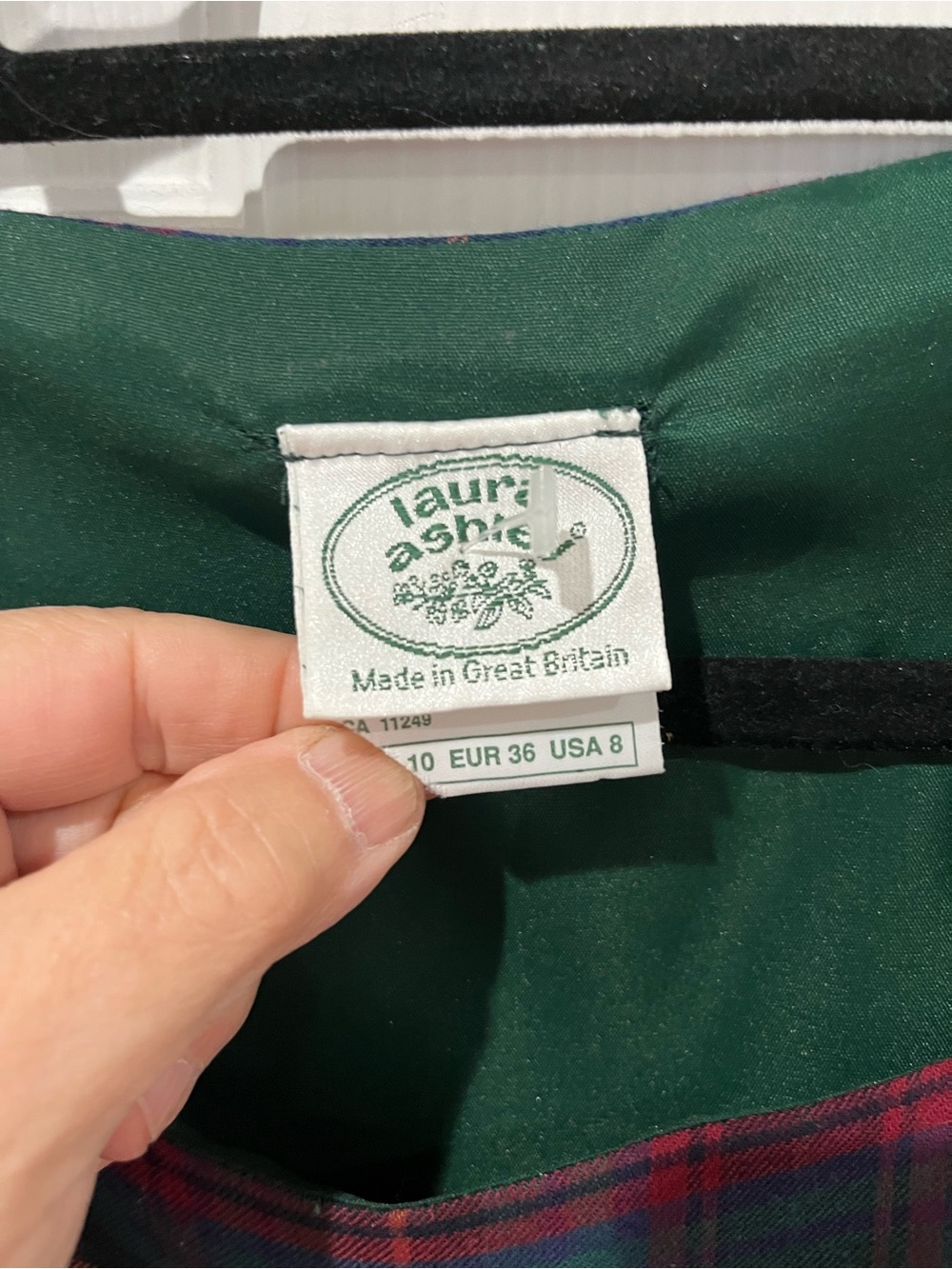 Laura Ashley Sz8 Classic Green Plaid Wool Blend Sleeveless Midi Dress, Jumper - Picture 2 of 10